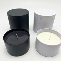 Vente en gros de grande boîte de conserve vide de qualité supérieure bougeoir sans couture mat blanc bleu 12oz 16oz boîtes de bougies conteneurs avec couvercle