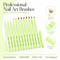 Ensemble de pinceaux à ongles en acrylique professionnels pour salon, avec capuchons de protection, poils fins et doux, outils pour les techniciennes en ongles