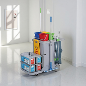 Carrito <span class=keywords><strong>de</strong></span> <span class=keywords><strong>Limpieza</strong></span> Multifuncional <span class=keywords><strong>de</strong></span> Aluminio y Plástico para Hostelería, Carro <span class=keywords><strong>de</strong></span> <span class=keywords><strong>Limpieza</strong></span> <span class=keywords><strong>de</strong></span> Lujo Ligero para Hotel - Product Image 1