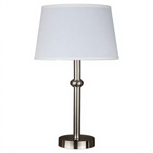 Golden Wrought Iron <b>Table</b> Lamp with <b>Round</b> Fabric Shade European Style <b>Bedside</b> Bedroom Living Room Art Desk Decorative Lamp - Product Image 1