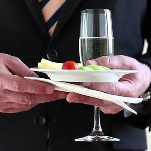 Assiettes à <span class=keywords><strong>vin</strong></span>/cocktail en mélamine de 67 pouces avec porte-gobelet - Incassable, sans BPA, pour bar/fête de cocktails, buffet - Product Image 3