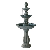 Fontaine d'eau de jardin décorative antique en résine portable à 3 niveaux alimentée à l'énergie solaire