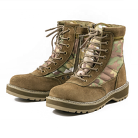 Bottes tactiques US Camouflage Leather Green Combat Bottes de randonnée tactiques légères avec fermeture éclair