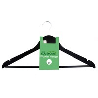 Cintre à vêtements en bois noir avec plaque en métal, Logo 17.5 '', avec barre à pantalons