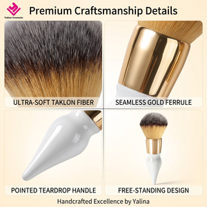 <span class=keywords><strong>Pinceau</strong></span> de maquillage <span class=keywords><strong>Kabuki</strong></span> en gros, manche goutte d'eau, virole dorée, synthétique végétalien, pour poudre et blush, OEM, marque privée - Product Image 3