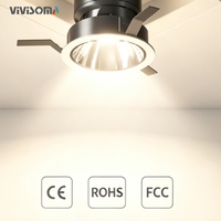 Projecteur LED COB encastré fixe RS03008 IP20 IP44 7W 12W 15W 20W, downlight de plafond CRI90, plusieurs angles de faisceau, éclairage intérieur