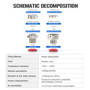 Colokan ventilasi pernapasan tahan <span class=keywords><strong>Air</strong></span> <span class=keywords><strong>aluminium</strong></span> kuningan berlapis nikel SS304 16 mm IP68 colokan ventilasi udara bersertifikat ROHS - Product Image 2
