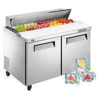 Station de préparation commerciale RUITAI, réfrigérateur en acier inoxydable, table de préparation pour sandwichs et pizzas, congélateur, bar à salades, réfrigérateur sous comptoir