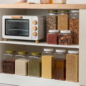 Food Grade Plastic Airtight Storage Jar Rectangle 900Ml 1700Ml 2300Ml 2700Ml Sealed Container For Grains Honey - Product Image 1