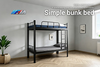 Lit superposé en métal robuste et moderne pour adultes, idéal pour dortoir, école, auberge – Lit double en acier robuste – Prix usine