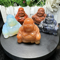 Religieux Cristal Artisanat Sculpté À La Main Reki Pierre De Guérison Rire Bouddha Statue Pour La Décoration