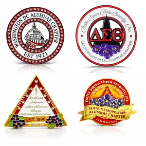 Insignia Personalizable <span class=keywords><strong>de</strong></span> la Hermandad Delta Sigma Theta, Insignia <span class=keywords><strong>de</strong></span> Metal Esmaltado para Antiguos Alumnos <span class=keywords><strong>de</strong></span> la Universidad Tampa Metropolitan - Product Image 1