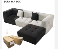 Conjunto de Sofá Seccional de Tela Blanca Moderna en Forma de L, Sofá Modular para Sala de Estar