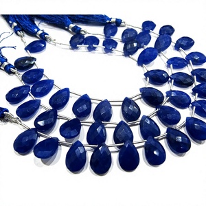 Perles facettées en saphir bleu, forme poire cœur, taille 10x15mm, vendues par brin de 8 pouces de long - Product Image 1