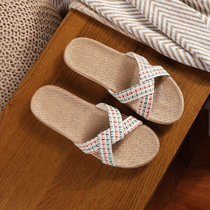 Nouvelles pantoufles d'intérieur tendance pour femmes, légères, en tissu <span class=keywords><strong>Lafi</strong></span> Grass, dessus en tissu, pantoufles d'été pour femmes, EVA antidérapant, respirant, recyclable - Product Image 6