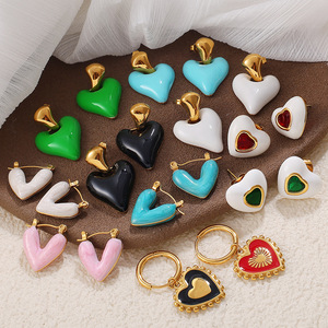 ต่างหูรูปหัวใจสแตนเลสดีไซน์ไม่สม่ำเสมอสำหรับผู้หญิงเครื่องประดับแฟชั่น - Product Image 1