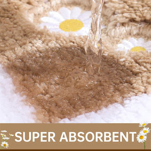 <span class=keywords><strong>Tapis</strong></span> de salle de bain floraux brodés lavables <span class=keywords><strong>Tapis</strong></span> de bain épais absorbant l'<span class=keywords><strong>eau</strong></span> non <span class=keywords><strong>glissant</strong></span> pour personnes âgées - Product Image 4