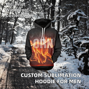 Sweat à capuche pour homme personnalisé avec imprimé cheval de feu, coupe classique, en polyester, décontracté, pour l'automne, avec logo sur le devant - Product Image 2