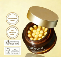Soins de la peau coréens en gros, même que Medicube, hydratant à la vitamine C profonde en capsules dorées, liposomal, anti-rides