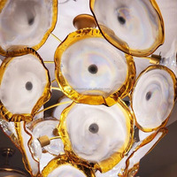 Lustre de luxe en verre soufflé artisanal de Murano, grande plaque florale, éclairage artistique moderne pour hall d'hôtel et salle de banquet
