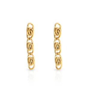 Chris April in stock fashion jewellery 316L stainless steel PVD gold plated non tarnish cloud chunky chain earring