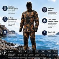 Combinaison de plongée camouflage imperméable 3mm 5mm 7mm, 2 pièces, néoprène à cellules ouvertes, avec veste à capuche