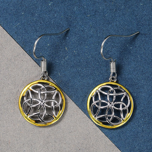 Orecchini Pendenti Vintage Rotondi Bicolore per Donne, Gioielli Creativi da Indossare all'Orecchio - Product Image 6