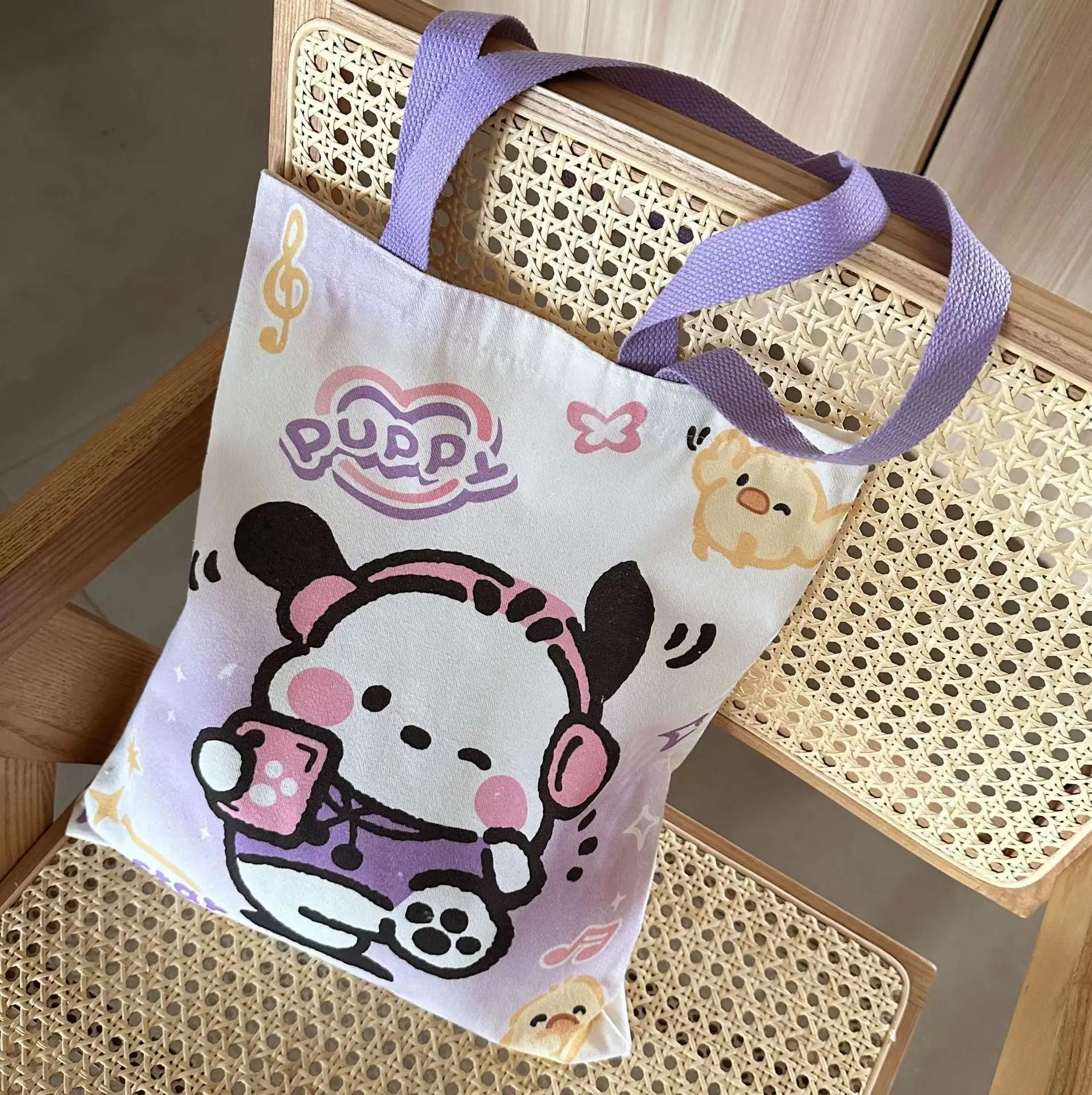 Borsa Kawaii grande capacità Shopper bambini con cerniera borsa in tela Color Book Bag KT Cat portamonete HK zaino a tracolla