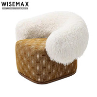 WISEMAX FURNITURE Fauteuil d'appoint moderne de luxe en tissu de laine Shearling pour hôtel, bureau, villa, appartement