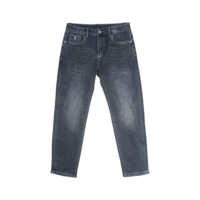 Jean gris anthracite pour homme, pantalon en denim noir délavé, coupe droite, effet usé, cinq poches, décontracté, fabricant OEM, vente en gros