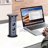 Prise de courant de table escamotable motorisée BNT avec 2 prises USB A+C, étanche IP44, port réseau RJ45, 16A