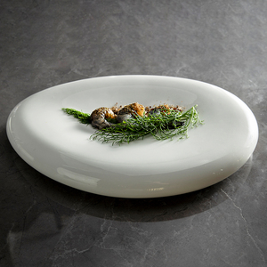 أطباق عشاء بيضاوية فريدة من السيراميك الأبيض البورسلين، للبيع بالجملة بأسعار رخيصة، مخصصة للمطاعم الفاخرة، ضمن عروض التصفية - Product Image 3