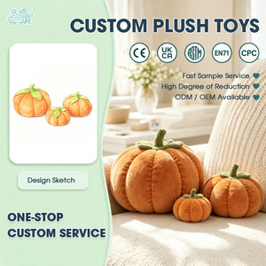 Ensemble de jouets en peluche citrouille, 3 tailles, citrouilles en peluche douces orange, décoration de récolte d'automne pour étagère de maison, peluche personnalisée OEM - Product Image 1