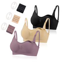 Lot de 3 soutiens-gorge d'allaitement pour femmes, grande taille, à fermeture avant, sans armatures, push-up, ensemble de soutiens-gorge de maternité, vente en gros