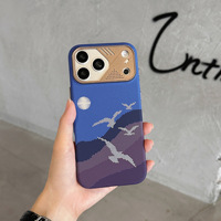 Casing Ponsel Magnetik Serat Karbon Asli untuk iPhone 18 17 16 15 Pro Max dengan Tekstur Garis Burung Seagull