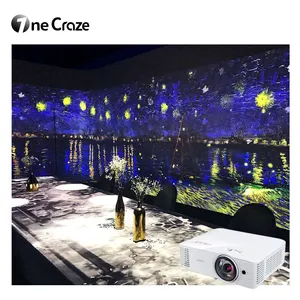 3D holografik yemek masası tema interaktif projektör sürükleyici oda interaktif sürükleyici restoran