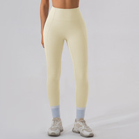 Celana Yoga Olahraga Wanita Warna Kontras Khusus, Bahan Nylon Spandex Elastis Bernapas, Mengangkat Bokong, Cocok untuk Gym dan Aktivitas Luar Ruangan