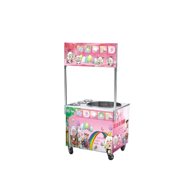 Mesin Gas Cotton Candy Floss Cart dengan 4 Roda