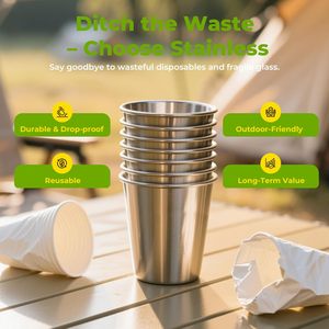 Lot de 4 tasses à boisson en acier inoxydable de 16oz empilant des gobelets à pinte de bière pour un usage domestique - Product Image 5