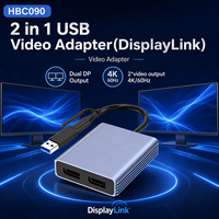 DisplayLink 2in1 USB Type-C Dual DP Adapter 4K+60Hz Cangkang Aluminium Konverter Video Laptop Monitor Ganda Stok Garansi 12 Bulan