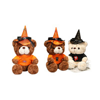 Ours en peluche avec chapeau de sorcière d'Halloween, décoration de festival de la citrouille, cadeau, nœud papillon d'Halloween, animal en peluche, poupée en peluche mignonne