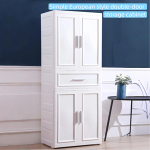 خزانة ملابس كبيرة جدًا متعددة الطبقات ببابين من البلاستيك بعرض 58 سم مع أدراج تخزين - Product Image 4