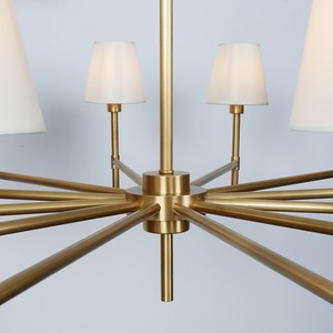 Modern Brass Chandelier for Hotel Project <b>Dining</b> Room Lighting Fixtures Fabric Shade Linear Multi-<b>Light</b> Rhodes Round Chandelier - Product Image 2