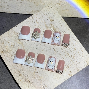 <span class=keywords><strong>Uñas</strong></span> Postizas Acrílicas <span class=keywords><strong>de</strong></span> Alta Calidad Hechas a Mano con Diseño <span class=keywords><strong>de</strong></span> Pato Navideño y Muñeco <span class=keywords><strong>de</strong></span> Nieve, Venta al Por Mayor - Product Image 1