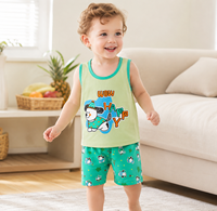 Ensemble gilet et short en coton style coréen pour enfants, prix de gros, motifs animaux/à carreaux/dessins animés, pour filles et garçons, tenue d'été