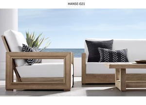 होटल बीच पार्क बालकनी के उपयोग के लिए लक्जरी वाटरप्रूफ आधुनिक गार्डन फर्नीचर सेट सागौन लकड़ी आंगन काउच अनुभागीय सोफा - Product Image 6