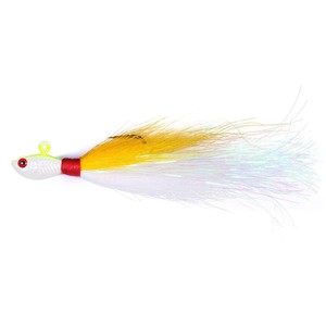 Bucktail Jig Fluke-señuelo de pelo para agua dulce y salada, cebos para Surf, pesca, color blanco y rojo, platija de lubina - Product Image 4