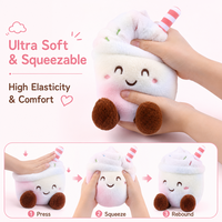 Peluche 100% polyester en forme de tasse de crème glacée brodée, jouet anti-stress 30 cm Babywolf pour fête d'anniversaire, tous âges