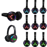 Pack d'équipement de disco silencieux à 3 canaux avec 10 casques sans fil et 3 émetteurs pour des soirées discotiques discrètes