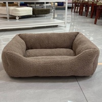 Lit pour chien Etrip Pet Warm Luxury Calming Cute Teddy Fleece Brown avec fond antidérapant